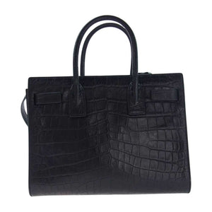 Saint Laurent- Shoulder Bag Jour Baby Crocodile Embossed Handbag Black