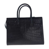 Saint Laurent- Shoulder Bag Jour Baby Crocodile Embossed Handbag Black