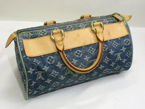 Louis Vuitton Neo Speedy Handbag Mini Boston Bag Monogram Denim Blue