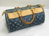 Louis Vuitton Neo Speedy Handbag Mini Boston Bag Monogram Denim Blue