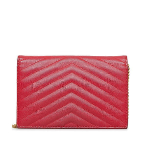 Saint Laurent- Chain Wallet Shoulder Bag Leather Red