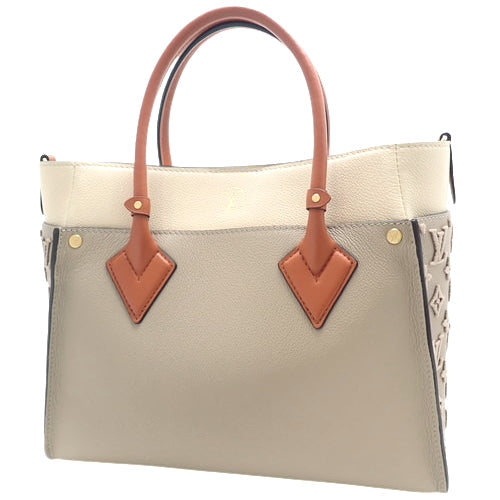 Louis Vuitton On My Side MM Shoulder Monogram Grain Calf Leather Creme
