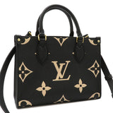Louis Vuitton 2WAY Bag On The Go PM Tote Shoulder Bag Black x Beige