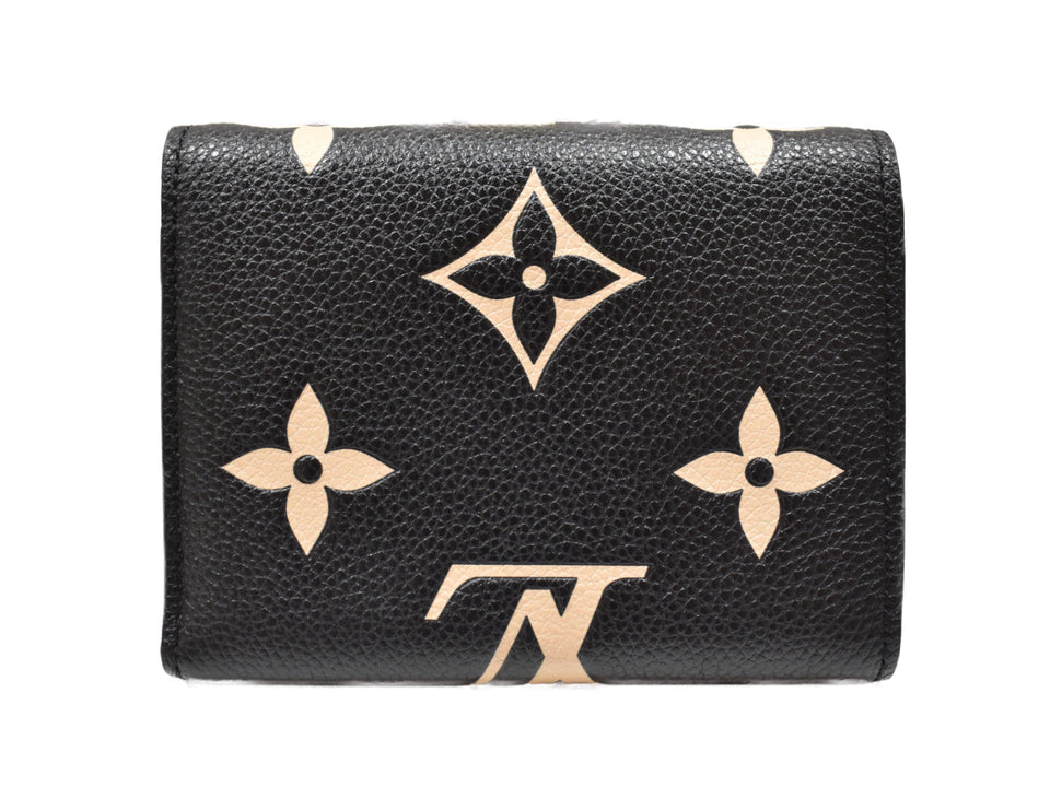 Louis Vuitton Portefeuille Victorine M80968 Folding wallet Monogram Implant leather Black x Beige