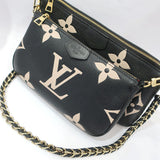 Louis Vuitton Multi Pochette Accessoires Bag Monogram Implant Leather Black Creme