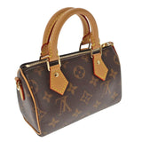 Louis Vuitton Nano Speedy Monogram Canvas Brown Leather Black