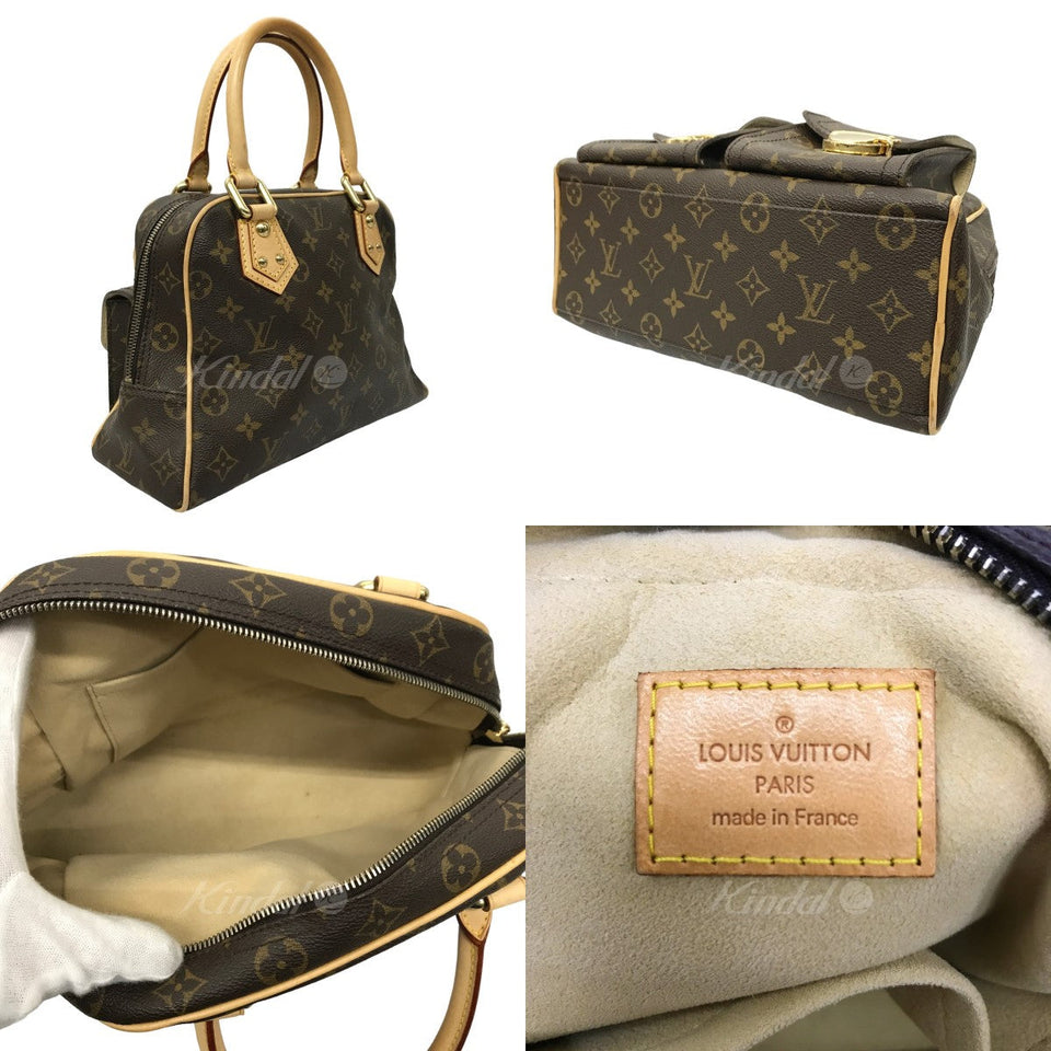 Louis Vuitton Manhattan PM Monogram Handbag Mini Boston Bag Brown