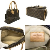 Louis Vuitton Manhattan PM Monogram Handbag Mini Boston Bag Brown