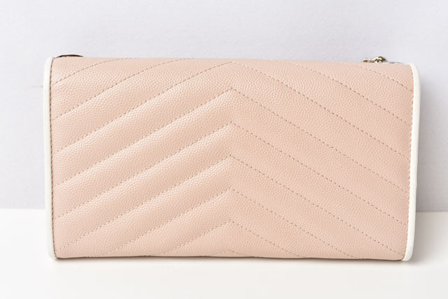 Saint Laurent- Chain Wallet Long Wallet Evening Bag Leather Rose