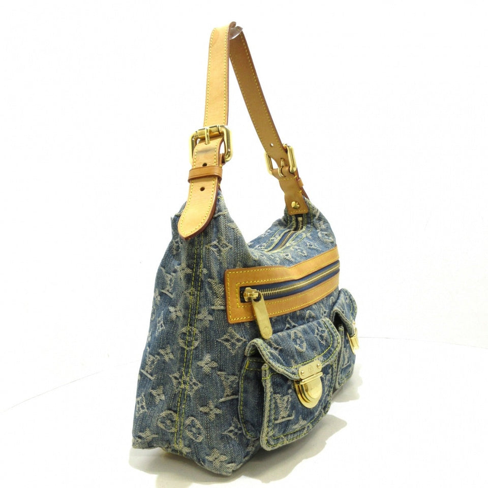 Louis Vuitton Baggy PM Shoulder Bag Blue Denim Leather