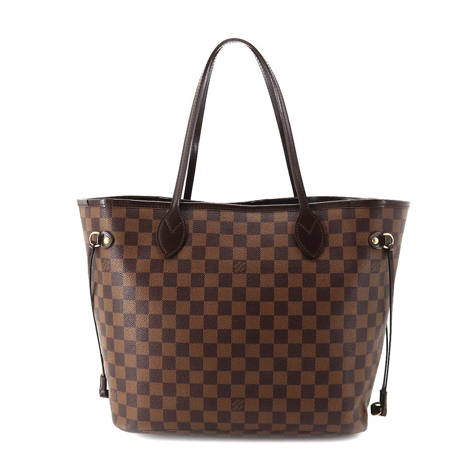 Louis Vuitton Damier Neverfull MM Tote Bag Ebene Cerise Brown Gold Hardware