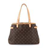 Louis Vuitton Monogram Batignolles Horizontal Tote Bag Brown Gold Metal Fittings