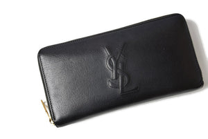Saint Laurent- Paris Wallet Long Wallet Round Zipper Leather Black