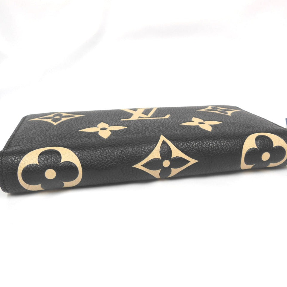 Louis Vuitton Round Zipper Long Wallet  Monogram Implant Black