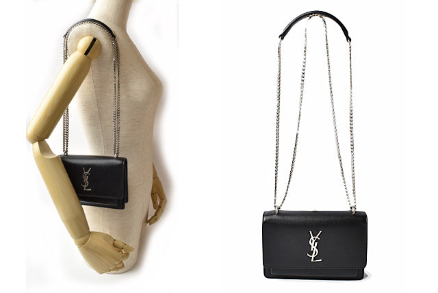 Saint Laurent- Paris Chain Shoulder Bag Sunset Leather Black