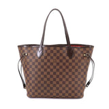 Louis Vuitton Damier Neverfull MM Tote Bag Ebene Series Brown Gold Metal Fittings