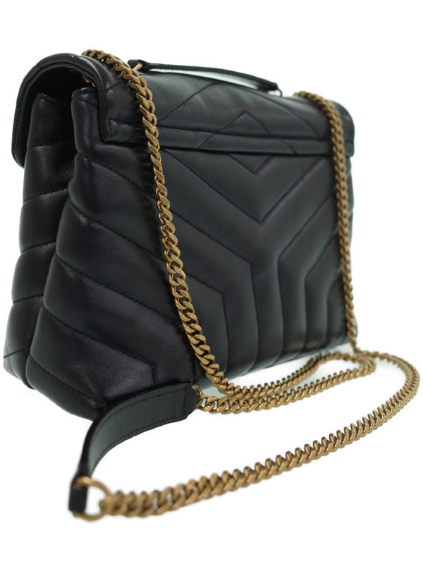 Saint Laurent- Paris Lulu Small Leather Chain Shoulder Bag Black