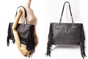 Saint Laurent- Chain Shoulder Bag Festival Fringe Black