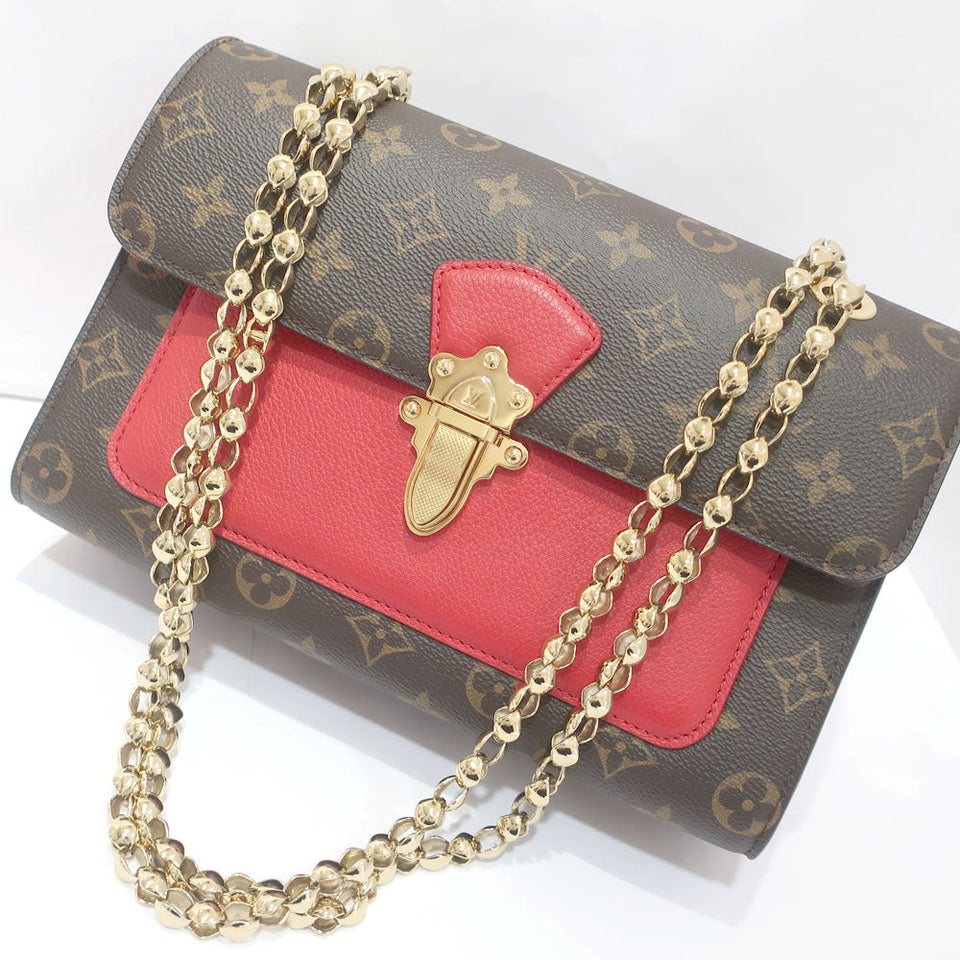Louis Vuitton Vavin Chain Shoulder Bag Monogram Canvas Leather Red