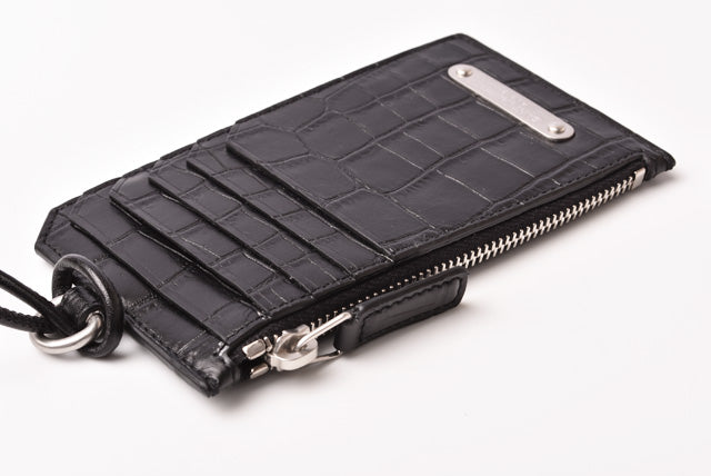 Saint Laurent- Paris Coin Case Card Case Neck Strap Embossed Black