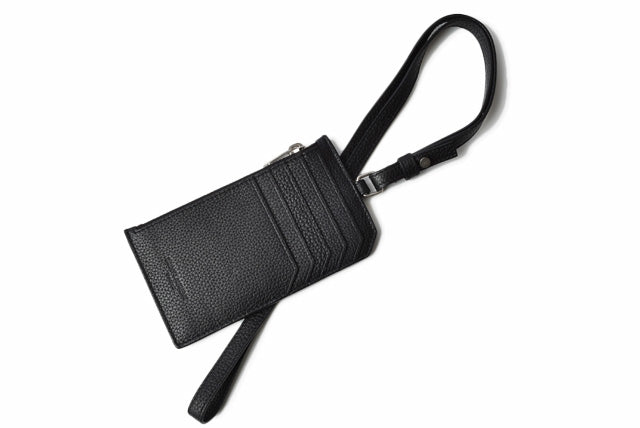 Saint Laurent- Paris Coin Case Card Case Neck Strap Leather Black