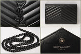 Saint Laurent- Chain Wallet Shoulder Bag Clutch Bag Leather Black
