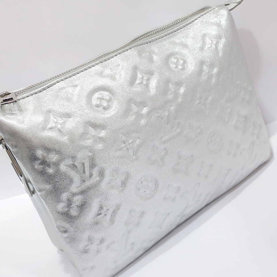 Louis Vuitton Coussin PM Monogram Embossed Lambskin Leather Silver