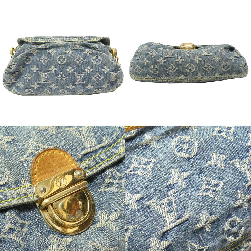 Louis Vuitton Mini Pleaty Monogram Denim Shoulder Bag Blue