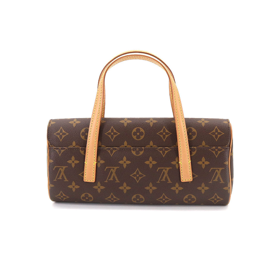 Louis Vuitton Monogram Sonatine Hand Bag Brown Gold Metal Fittings
