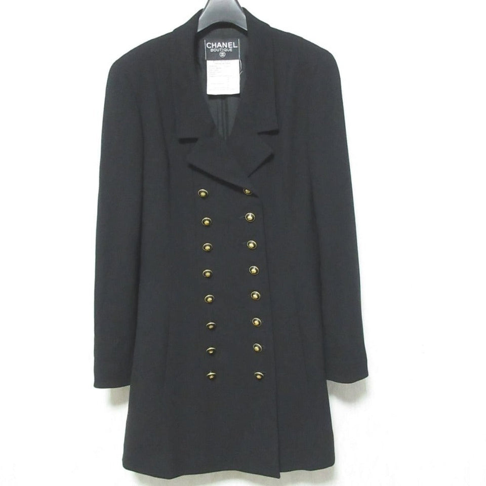Chanel Coco Mark Button Wool Long Coat