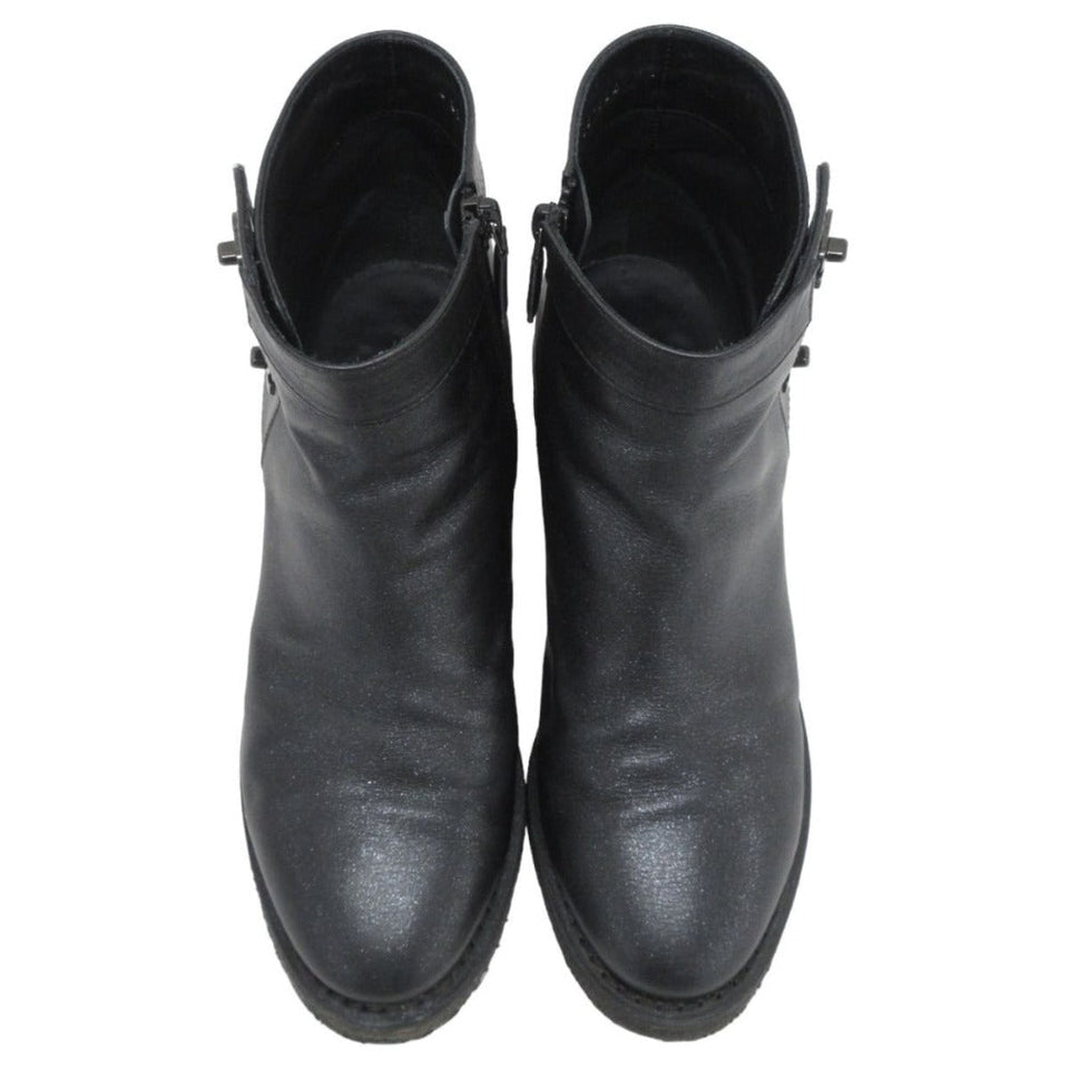 Chanel Coco Mark Turnlock Leather Short Boots