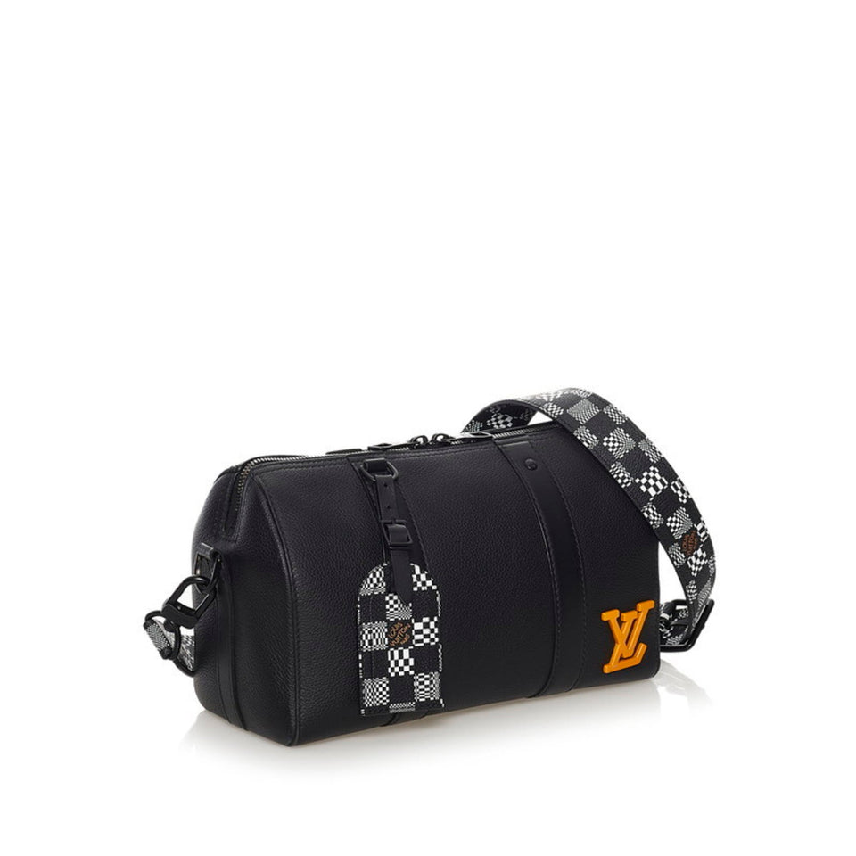 Louis Vuitton Damier Distorted City Keepall Shoulder Bag Black Grain Leather Men's Louis Vuitton