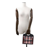 Burberry Black Red Color Nylon Leather Handbag Shoulder Bag ( )