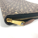 Burberry Brown Leather Canvas Clutch Bag Pouch ( )