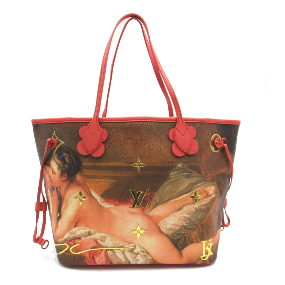 Louis Vuitton Neverfull MM Brown Pink Masters collection PVC coated canvas Tote