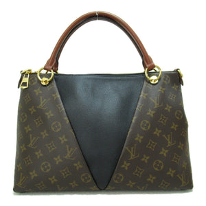 Louis Vuitton V Tote MM Shoulder Bag Brown Black Monogram PVC coated canvas