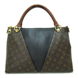 Louis Vuitton V Tote MM Shoulder Bag Brown Black Monogram PVC coated canvas