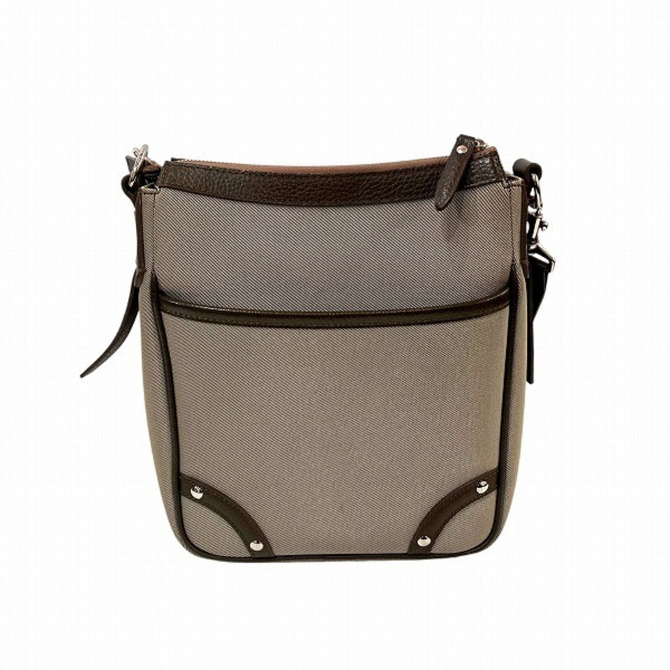 Burberry Khaki Canvas Leather Shoulder Bag ( )