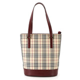 Burberry Beige Bordeaux Canvas Leather Tote Bag ( )