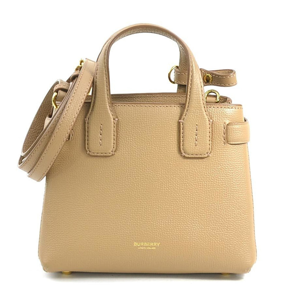 Burberry Camel Leather Canvas Handbag Shoulder Bag ( )