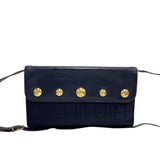 Burberry Navy Leather Nylon Clutch Bag Shoulder Bag ( )
