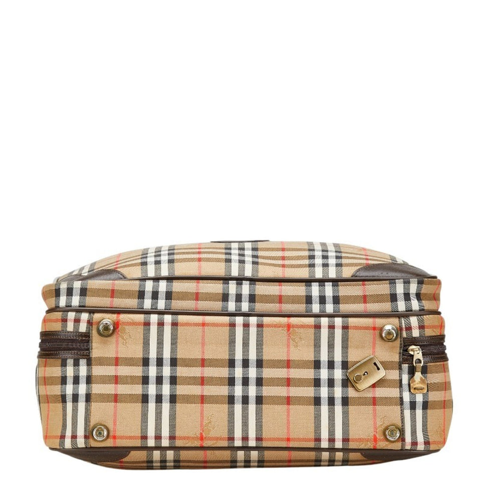 Burberry Beige Brown Canvas Leather Boston Bag Shoulder Bag ( )