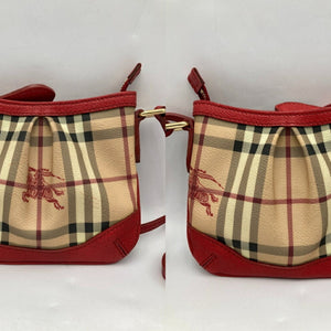 Burberry Beige Red Color Pvc Leather Shoulder Bag ( )