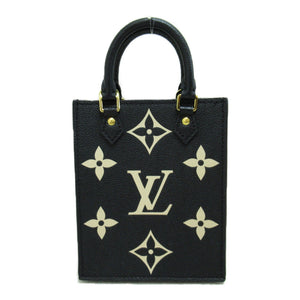 Louis Vuitton Petit Sac Plat Shoulder Bag Black Beige Monogram empreinte leather