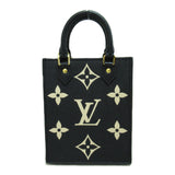 Louis Vuitton Petit Sac Plat Shoulder Bag Black Beige Monogram empreinte leather