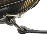 Burberry Black Brown Wool Leather Shoulder Bag ( )