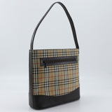 Burberry Black Brown Canvas Leather Shoulder Bag ( )