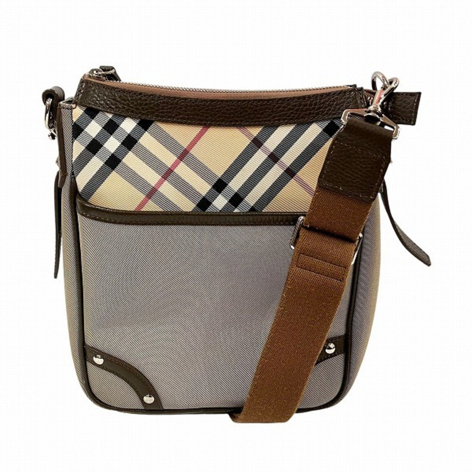 Burberry Khaki Canvas Leather Shoulder Bag ( )