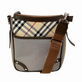 Burberry Khaki Canvas Leather Shoulder Bag ( )