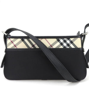 Burberry Beige Black Canvas Leather Shoulder Bag ( )